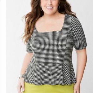 Lane Bryant Houndstooth Peplum Top